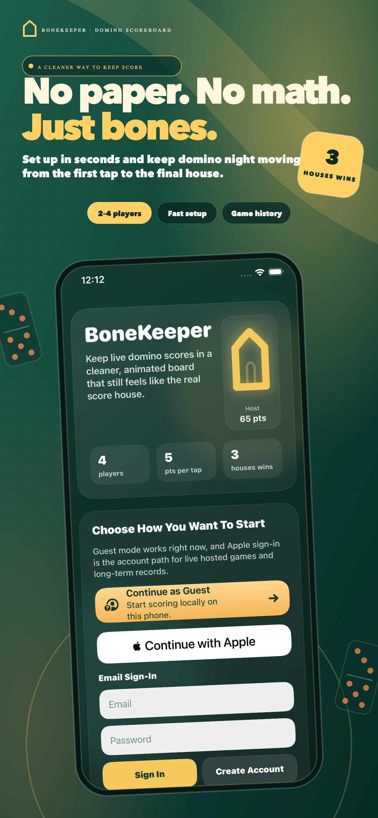 BoneKeeper clean scorekeeping and player history