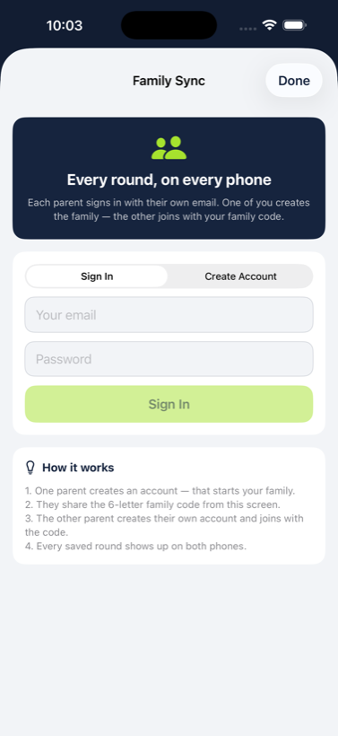 Family Sync screen
